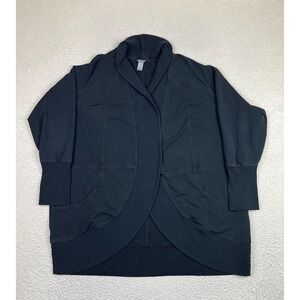 Eddie Bauer Sweater Womens Petite 3XL Black Open Front Shawl Collar Cardigan